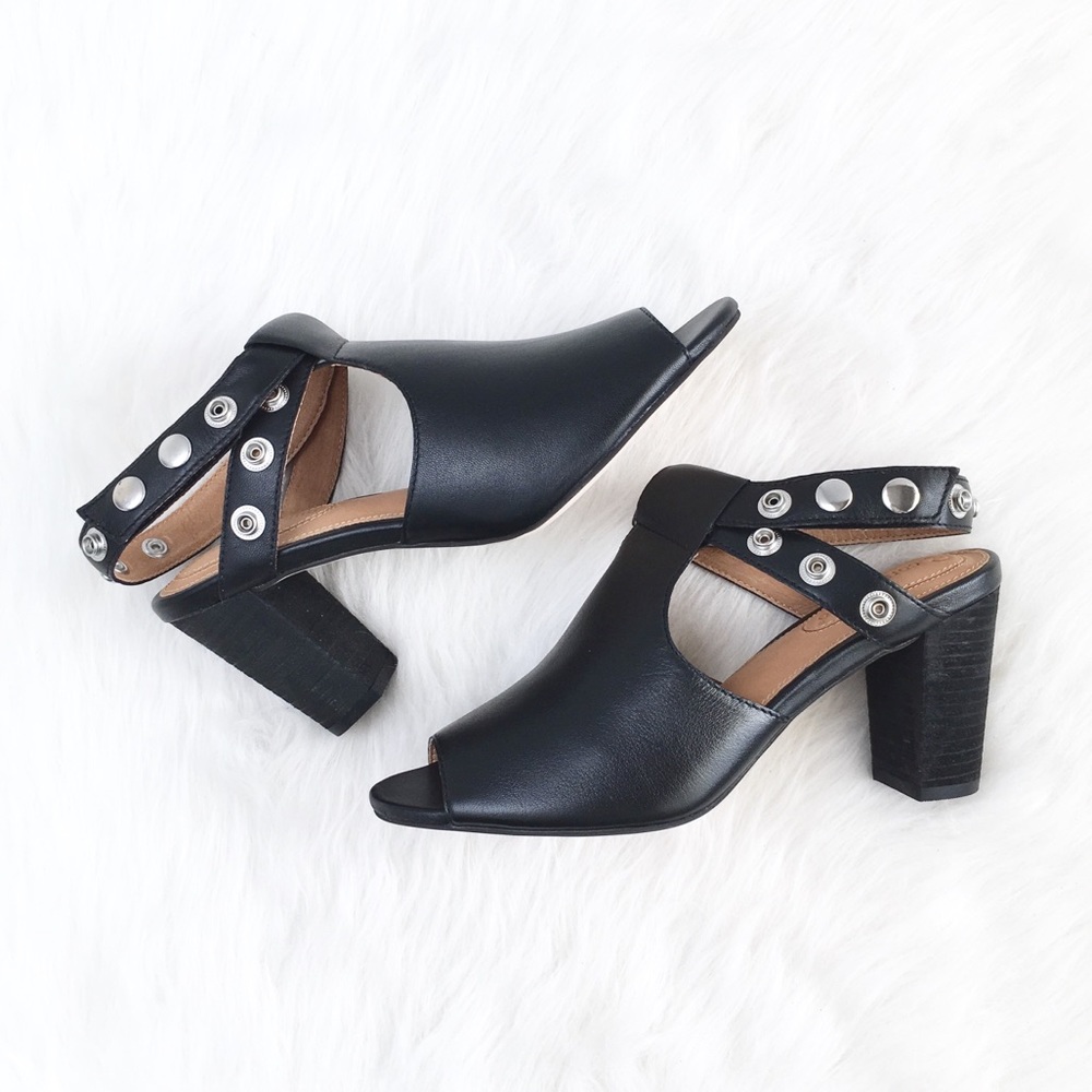 Corso Como | black leather button strappy mules